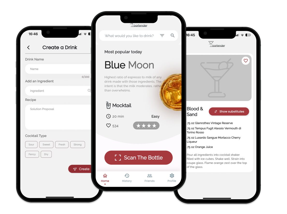 Bartender – אפליקציית Flutter (iOS ו-Android)